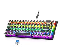 Luocute Teclado Mecánico con Cable, Interruptor Azul Retroiluminado RGB, Teclado Retro Redondo para Juegos de 68 Teclas con Iluminación Lateral Ajustable, para Computadora Portátil de (Black)
