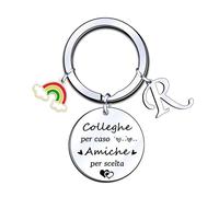 LUODAN Llavero ideas regalo colega, plata A-Z 26 letra inicial colgante llavero - Colegas para caso Amiche por elección- Llavero regalo colega mujer hombre colegas amistad, R, L