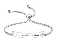 LUODAN Pulsera para Mamá con Inscripción 'Te quiero', Regalo Elegante para Mamá Madre,Ajustable Pulsera Regalo Ideal para Mujer