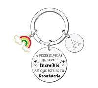 LUODAN Regalo Graduacion Llavero inspirador, Llavero colgante de plata A-Z 26 letras iniciales A Veces Olvidas Que Eres Increíble, así Que Este Es Tu Recordatorio Para Hija Hijo Hermana Amigos(A)