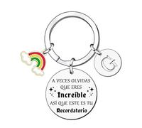 LUODAN Regalo Llavero inspirador, Llavero colgante de plata A-Z 26 letras iniciales A Veces Olvidas Que Eres Increíble, así Que Este Es Tu Recordatorio Para Hija Hijo Hermana Amigos Madre (G)