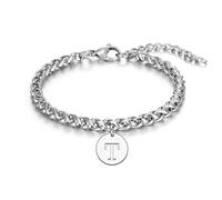 LUODAN Regalo Mujer Hombre Pulsera,Regalo Pareja,Plata A-Z 26 letra inicial colgante Pulsera Regalo Hermanas Amistad Colle Papá Padrino Ideas Regalos Mejor Amigo (T)
