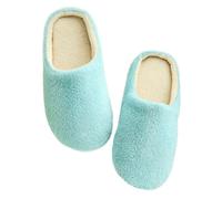 LUOEM Zapatillas de Estar por Casa Mujer Hombre Invierno Pantuflas Zapatillas Peluche Algodón Suave Azul size 38-39
