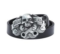 LUOFANG Cinturón Punk para Hombre, cinturón Vaquero con Hebilla de Calavera grabada para Hombres de Negocios, cinturón Ajustable de Cuero para Profesor