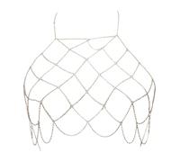 LUOFANG Malla Cuerpo Cadena Pecho Cadena Playa Bikini Sujetador Cadena Arnés Cinturón Accesorios para el Cuerpo para Mujeres y niñas Plata