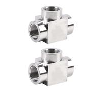 LUOFENG 2 adaptadores de manguera de acero inoxidable de alta presión de 3 vías, conector de junta en T de acero inoxidable para sistemas de fontanería
