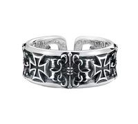 LUOFENG Anillos de cruz retro ajustables para hombre, estilo hip hop, punk, joyería resistente, diseños de cobre, accesorio gótico único
