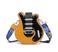 LUOFENG Bolso cruzado para mujer, con forma de guitarra, con cremallera, de poliuretano, para hombro, bolso cruzado, 27 x 9 x 30 cm