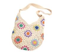 LUOFENG Bolsos de punto para mujer, bolsos de hombro tejidos huecos bohemios, bolsa de malla de ganchillo, bolsa de playa, bolsa cruzada de flores para vacaciones, trabajo diario, compras, viajes