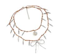 LUOFENG Cadena simple de dos capas para atar con aguja, cadena de cuerda de aleación de metal, joyería para mujer, no conformista, adición de moda