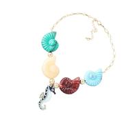 LUOFENG Collar con colgante de concha de concha con temática oceánica en aleación resistente para ropa de playa y estilo diario de joyería