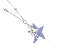 LUOFENG Collar con colgante de estrella y nota musical de felpa con dije aterciopelado suave para mujeres y niñas, joyería de moda