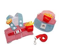 LUOFENG Cómodo juego de arnés para perro, correa y sombrero ajustable, clip de seguridad para mascotas pequeñas, Halloween y fiesta de cumpleaños