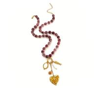 LUOFENG Elegante cadena de esfera de cerámica vintage con dije de pez cariñoso para mujer, regalo de joyería de otoño e invierno