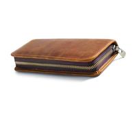 LUOFENG Fundas de cuero para bolígrafos para mujeres y hombres, estuche de cuero con cremallera, ranuras elásticas para lápices de colores