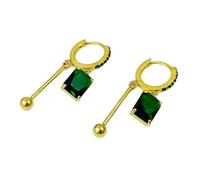 LUOFENG Pendientes de circonita cuadrada verde, joyería de aleación de moda, aretes con colgante únicos, adecuados para mujeres, elegantes, fiestas, uso diario