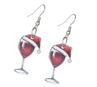 LUOFENG Pendientes de copa de vino de Navidad, joyería acrílica, para vestido de Navidad, para mujer, regalo de fiesta