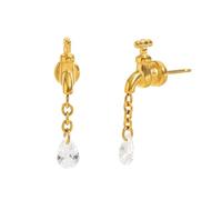 LUOFENG Pendientes de tuerca artísticos delicados con textura de acero inoxidable para uso diario