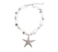 LUOFENG Pin And Star Designs - Collar de aleación de plata, joyería moderna para mujer, cómoda cadena ajustable