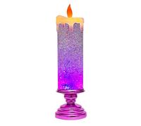 Luoilba Velas de Navidad LED, vela de agua LED que cambia de color con purpurina, iluminación LED sin llama, iluminación de velas, escritorio, mesa, fácil de usar, rojo rosa