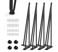LUOJINYI 4 Patas de Mesa con Horquilla, 3 Barras de Horquilla, Patas de Metal para Muebles con Protector de Suelo, 40 cm de Altura para mesas de Centro, Patas de Mesa de café Negras para Escritorio