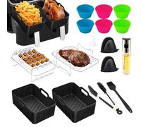 LUOJINYI Accesorios Freidora de Aire, 15 Piezas Moldes para Freidora de Aire, Molde Silicona Freidora de Aire para Ninja Foodi Max Dual Zone AF300EU AF400EU Air fryer y otras freidoras de aire de dobl