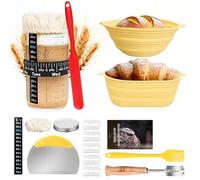 LUOJINYI Banetones para Pan, 16 Piezas Cesta Pan con Paño de Lino, Kit para Hacer Pañ Masa Madre, Tela Transpirable Kit de Inicio de Masa Madre