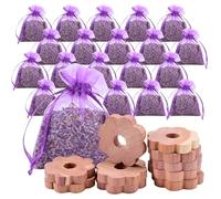 LUOJINYI Saquitos perfumados de lavanda para armario, 20 saquitos de lavanda y 10 unidades de madera de cedro antipolillas, bolsas de lavanda contra polillas para dormir y relajarse con aroma a