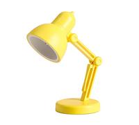 Luojuny Botón de interruptor de encendido LED de mesa Fácil de llevar Mini lámpara de mesa de lectura de un modo para dormitorio universitario Amarillo