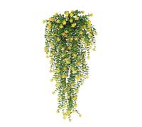 Luojuny Flor falsa de enredadera falsa, decoración de eucalipto artificial, realista, hogar, boda, jardín, interior y exterior, guirnalda colorida para colgar en la pared, color amarillo