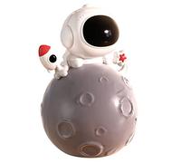 Luojuny Lámpara de mesa sin parpadeo crear atmósfera plástico 2 en 1 lámpara de dibujos animados de astronauta dinero alcancía suministros para el hogar Un