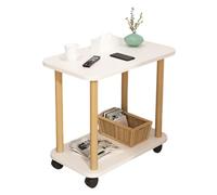 Luojuny Mesa auxiliar, mesa auxiliar pequeña, mesa auxiliar rectangular, mesa auxiliar, mesita de noche de madera con estante de almacenamiento de 2 niveles, mesa auxiliar pequeña para sala de estar