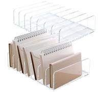 LUOKER Organizador de correo acrílico - 2 soportes para CD con 7 compartimentos, 7 x 5 x 1.57 pulgadas, organizador de sobres transparente para oficina, escritorio en casa (transparente)