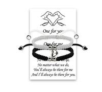 LUOKIFUR Imán Pareja Pulsera Pulsera tejida a mano Relación Pulsera a juego Regalo para el mejor amigo Amante (Black-White)