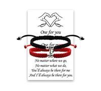 LUOKIFUR Imán Pareja Pulsera Pulsera tejida a mano Relación Pulsera a juego Regalo para el mejor amigo Amante (Black-Red)