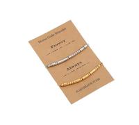 LUOKIFUR Pulseras de acero inoxidable con código morse para mujeres, hombres, amigos, parejas, regalos inspiradores, 8.5 inches, Metal