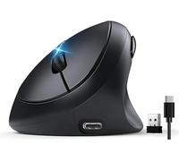 LuolaProject Ratón ergonómico, mouse vertical inalámbrico Bluetooth, batería recargable, clics silenciosos, DPI ajustable, conexión BT5.0/3.0 y 2.4G, fácil de usar, amplia compatibilidad (negro)