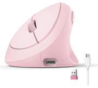 LuolaProject Ratón ergonómico, mouse vertical inalámbrico Bluetooth, batería recargable, clics silenciosos, DPI ajustable, conexión BT5.0/3.0 y 2.4G, fácil de usar, amplia compatibilidad (rosa)