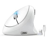 LuolaProject Ratón ergonómico, mouse vertical inalámbrico Bluetooth, batería recargable, clics silenciosos, DPI ajustable, conexión BT5.0/3.0 y 2.4G, fácil de usar, amplia compatibilidad (blanco)