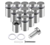 Luomorgo 12 tornillos de separación de acero inoxidable de 1/2 x 2 cm, placa de pared de montaje de hardware de montaje publicitario de vidrio para colgar marco de acrílico plateado
