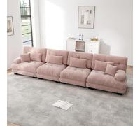 Luonians - Sofá esquinero modular de 4 plazas con asiento profundo, sofá de 4 plazas relajado, cómodo sofá cama de chenilla acolchado para salón, apartamento, estudio, oficina, chenille (Rose Chenille