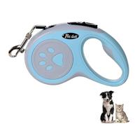 Luoqun88 - Correa retráctil para perro, cable retráctil - Cinta de nailon resistente de 5 m, freno y bloqueo con una sola mano, diseño sin enredos para perros pequeños a medianos (azul)