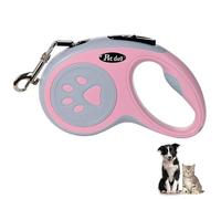 Luoqun88 - Correa retráctil para perro, cable retráctil - Cinta de nailon resistente de 5 m, freno y bloqueo con una sola mano, diseño sin enredos para perros pequeños a medianos (rosa)