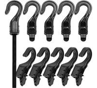 LUORNG 10 Ganchos de Extremo de cordón elástico de plástico Negro para Cuerda con un diámetro de hasta 6 mm, Gancho de cordón elástico