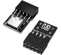 LUORNG 2 adaptadores USB de 9 pines hembra a USB C macho a placa base de 9 pines serie hembra para PC adaptador compacto PCB