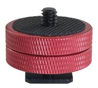 LUORNG Tornillos de montaje de zapata doble de metal, tuerca adaptadora de base de zapata caliente de 1/4, accesorio de flash para cámara réflex digital, adaptador de tornillo de trípode rojo