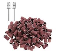 luoshaPUCY 100 Piezas Bandas de Lijado 180# para Uñas AcríLicas, Manicura, Pedicura, Lijar, Pulir, Recortar, Quitar Armaduras, Exfoliar, con 2 Brocas de Uñas