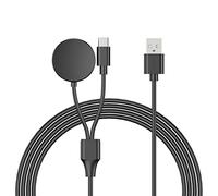 luoshaPUCY 2 in 1 Cargador Compatible con Samsung Galaxy Watch 6/6 Classic/5 Pro/5/4/3, Cable de Carga Competible con Samsung S21/S20/S10/S9/S8(Portátil USB Adaptador Cable)