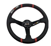 LUOSHUO Volante Desplazado Universal 14 pulgadas Rallyart Volante Plato profundo Drifting Flying Rally Volante Racing CLORURO DE POLIVINILO Cuero Volante Coche Deportivo