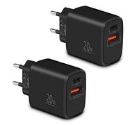 LUOSIKE Cargador USB C Carga Rápida -2 Piezas, Adaptador de Corriente de 20W con Tipo-C e A, Enchufe Móvil iPhone 17e/17/Air/16e/16/15/14/13/12/11/Pro/Max, Samsung S26/S25/S24/S23/S22, Pixel 9/8/7